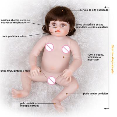 Boneca Bebê Reborn C/ Girafinha Menina - 100% Silicone
