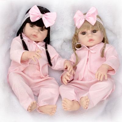 Bonecas Bebe Reborn Gêmeas Meninas Lindas Pagão Rosa Enxoval