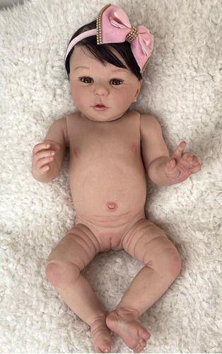 Bebê Reborn Ana, Silicone, Boneca Realista Banho Fio A Fio