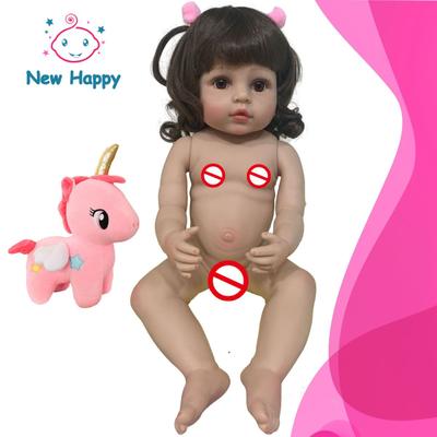 Boneca Bebê Reborn Corpo 100% Silicone Com Pelúcia New Happy no