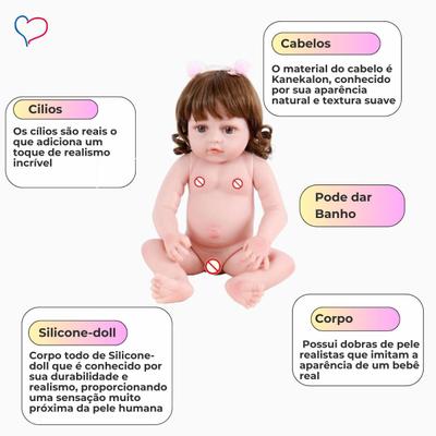 Boneca Reborn Silicone Bebê Realista Menina - Brastoy