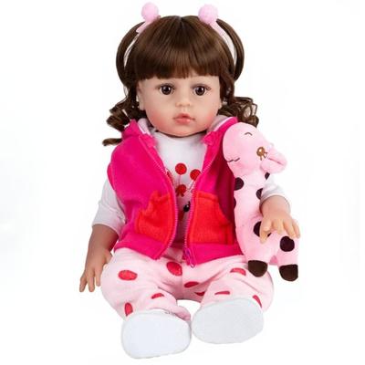 Bebê Boneca Reborn Silicone Menino Girafinha Olhos Castanhos 48cm Brastoy