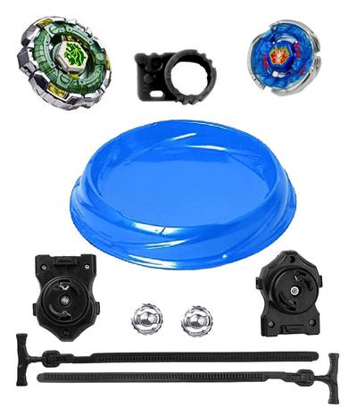 Batalha com 4 beyblade Metal a Led + 2 lançadores + Arena