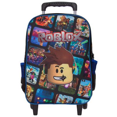 Kit mochila escolar juvenil com rodinhas roblox