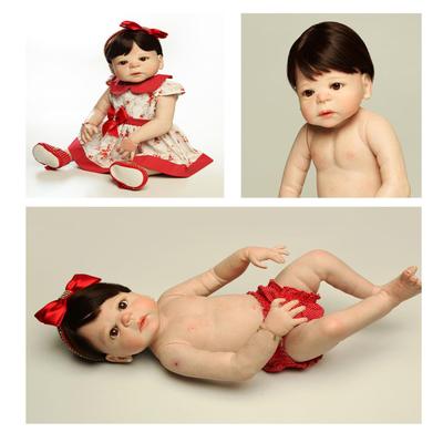 Brastoy Boneca Bebê Reborn Silicone Menina Olhos Castanhos Original 55cm