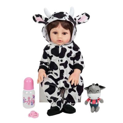 Brastoy Boneca Bebê Reborn Menina Silicone Panda Olhos Castanhos