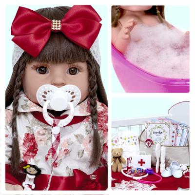 Boneca Baby Reborn Girafinha Enxoval Completo Silicone LOL - Chic