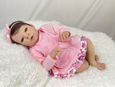 Boneca Reborn Anny Doll Baby Menina Macacão Cotiplás 2442