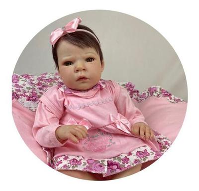 Boneca Bebê Reborn Anny Doll Baby com Macacão - Cotiplás