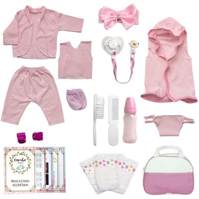 Bebe Reborn Realista Loira Enxoval Completo Kit 20 Itens - Chic