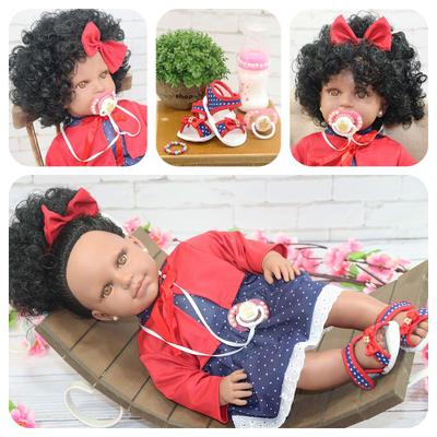 Boneca Com Acessórios Bebê Reborn Silicone Negra Baby - ShopJJ