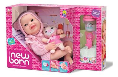 Boneca Bebê Reborn Luxo Rosa Vários Itens e Mochila - ShopJJ