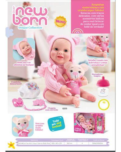 Boneca Reborn Abre Fecha Os Olhos C/ Ursinho Diver New Born