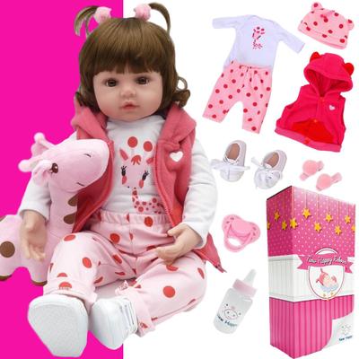 Boneca Bebê Reborn Menina Rosa 48cm Original 100% Silicone