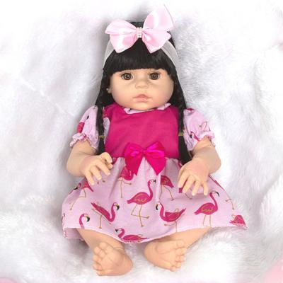 Boneca Estilo Bebê Reborn Real Baby Alive Menina Morena 52cm