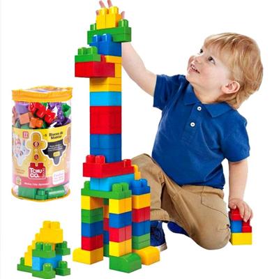 Blocos de Montar Brinquedo Educativo Infantil Balde 98 Peças