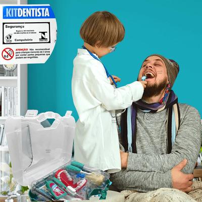 Brinquedo Kit Dentista Infantil Médico Doutor Didático - Azul