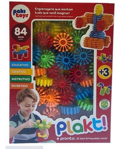 Jogo Plakt Engrenagens Coloridas 84 Peças De Montar Pakitoys - R$ 31,9
