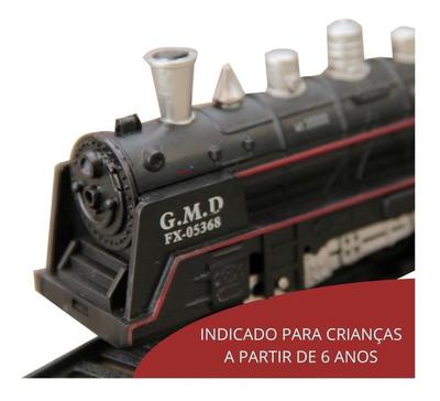 Trenzinho Brinquedo Trem Elétrico 2 Vagões Preto Pista