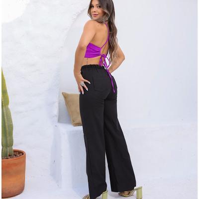 Calça Pantalona Alfaiataria Wide Leg Social Cintura Alta