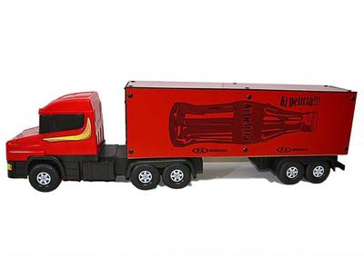 Caminhão Truck Baú Coca Cola Madeira E Plastico Brinquedo 26x70cm