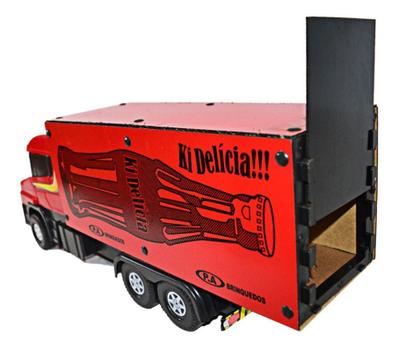 Caminhão Carreta Scania Baú Coca Cola Brinquedo Plástico e Madeira 90cm