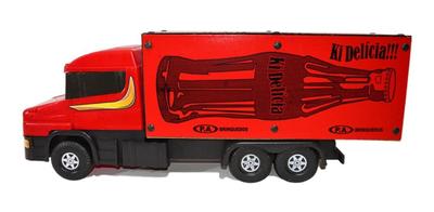 Caminhão Carreta Scania Baú Coca Cola Brinquedo Plástico e Madeira 90cm