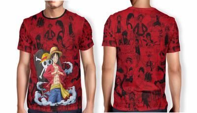 Camiseta feminina regular Luffy vermelha, One Piece