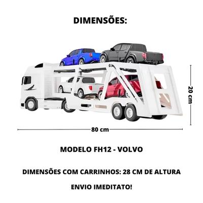 Caminhão Cegonheira Gigante 4 Carrinhos 80cm Roma Brinquedos