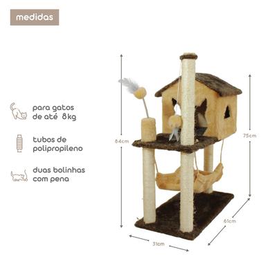 Brinquedo Interativo para gato 3 em 1 em madeira