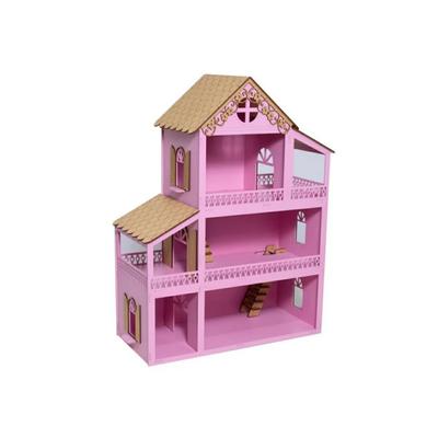 CASA CASINHA POLLY 45Cm em MDF PINTADA ROSA PINK + KIT 20 MINI