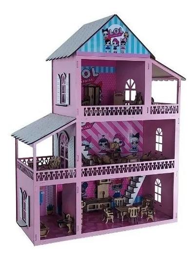 Casinha De Boneca Barbie Mdf Pintada Adesivada + 43 Móveis cru, Magalu  Empresas