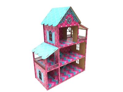 Casa De Boneca Barbie Completa Adesivada Mdf Móveis E Parque