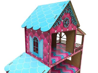 Casinha De Bonecas Barbie Adesivada Madeira Mdf Com Moveis em