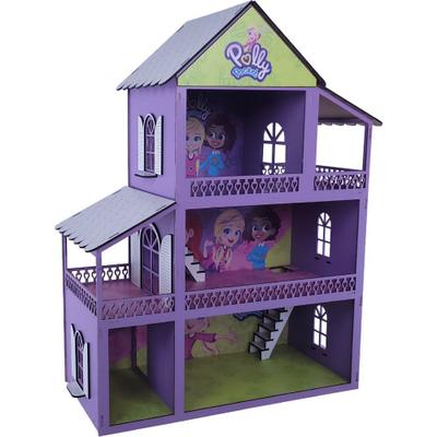 Casa de bonecas miniatura para crianças, casa grande Barbie, cama