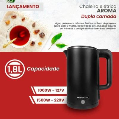 Chaleira Eletrica Agratto Inox Aroma 2,2L - 220V