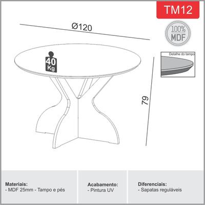 Conjunto de Jantar Mesa Redonda MDF + 4 Cadeiras Tela Palha