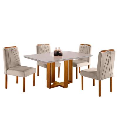 Conjunto Sala de Jantar Carol 180 MDF Laqueado com 06 Cadeiras