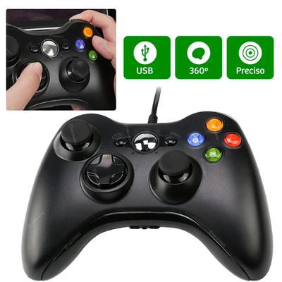 Controle Com Fio Xbox 360 Pc Computador 2 Metros Cabo Usb X-box