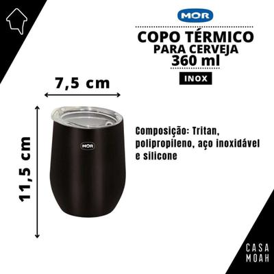 Copo Térmico Preto 360 ml - Mor