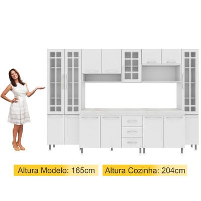 Cozinha completa sophie viena modulada 6 peças 295 cm 15 portas 3 gavetas  com tampo branco