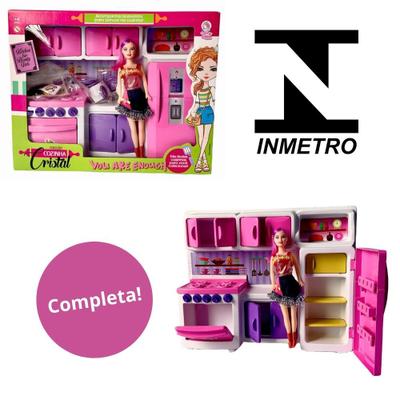 Cozinha Infantil Barbie C/ Panelinhas + Roupa Completa Jogo