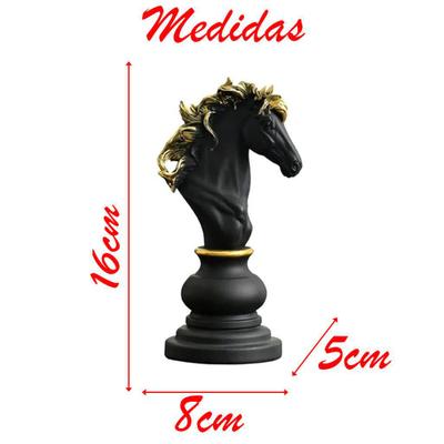 Peça de Xadrez Decorativa de Porcelana - Cavalo - Preto