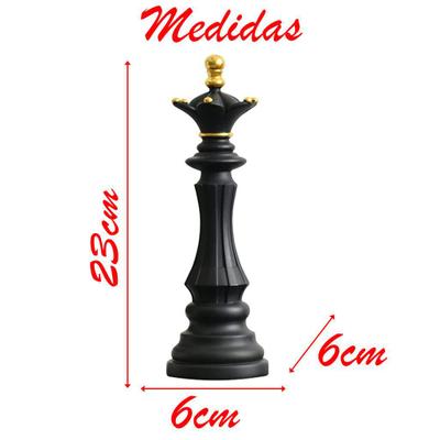 Decoração Peças De Xadrez Preto Cavalo Escultura Média Estátua 16cm