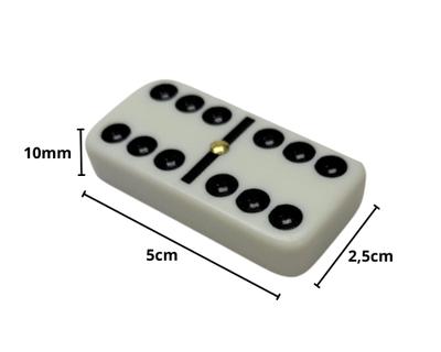 Jogo Dominó branco com pontos pretos 28 pcs 10 mm no estojo - Branco