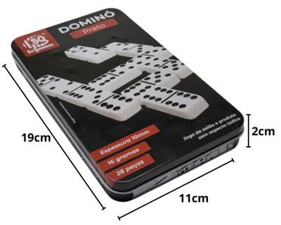 Jogo Domino de Osso Profissional Grande 54x27x12mm Com Estojo 28