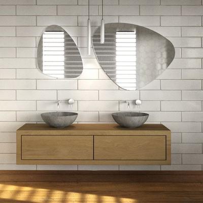 Espelho orgânico decorativo iluminado com led quente 64x54cm