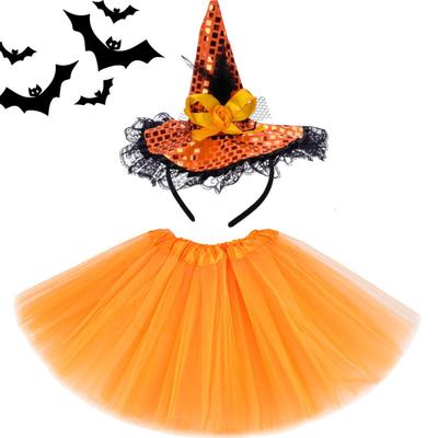 Fantasia Halloween Infantil Menina Bruxinha de Luxo Com Tiara e