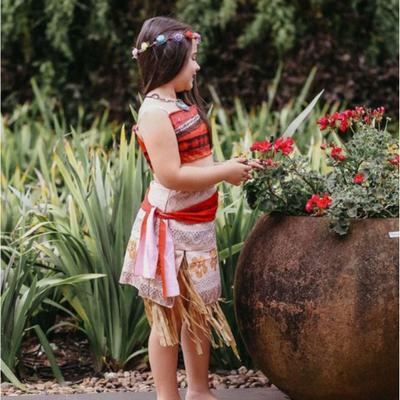 Fantasia Moana Infantil Vestido Festa Roupa Oficial + Colar