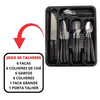 Jogo de 6 talheres (garfo/faca/colher sopa/ colher de sobremesa